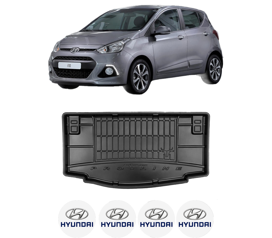 Tavita Portbagaj HYUNDAI i10 II (BA, IA) din 2013-2019, Protectie Portbagaj Auto, 4x Stickere auto cu HYUNDAI