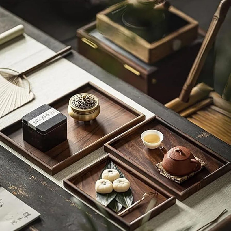 3-Piece Rectangular Wooden Serving Tray Set