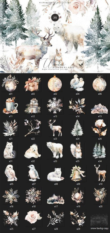 Evergreen - Winter Wonderland - Watercolor Collection