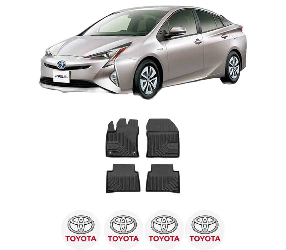 Set covorase presuri TOYOTA PRIUS (_W5_) din 2015-2022, auto, din cauciuc thermoplastic, 4 Stickere auto cu TOYOTA