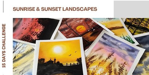 Sunrise & Sunset Landscapes - 15 Days Watercolor Challenge