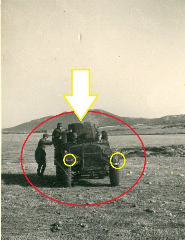 Foto WWII LKW mit aufgesetzter 3,8 PAK Gebirgsjä