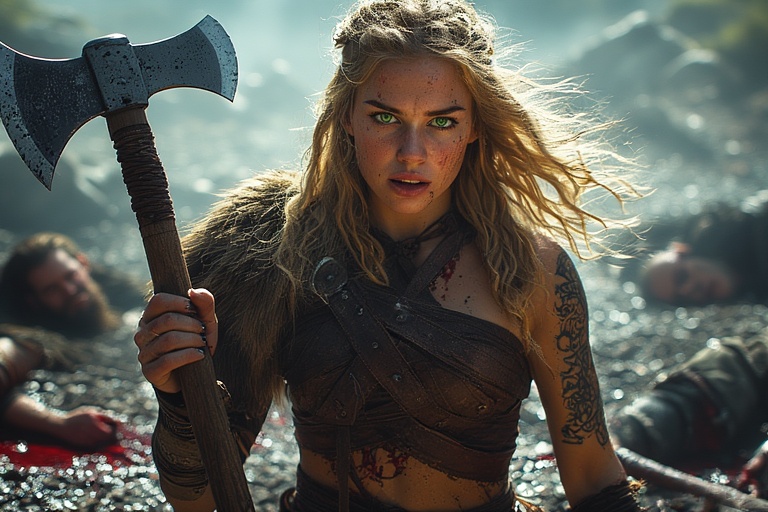 Viking-girl-holding-norse-axe-(2)