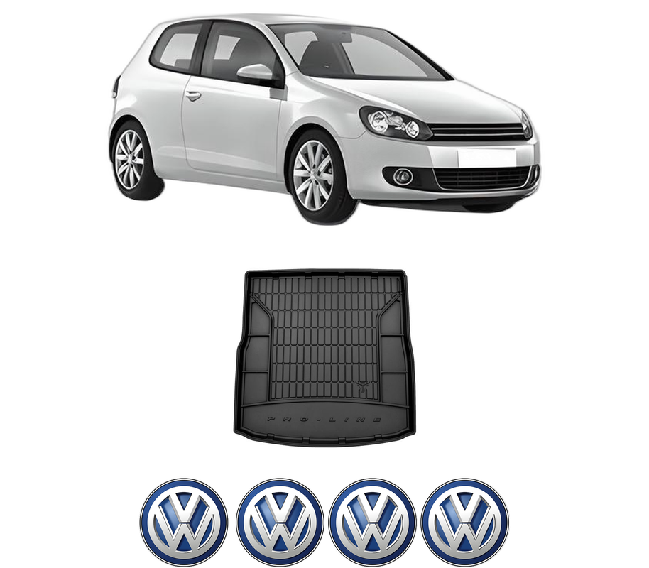 Tavita Portbagaj Volkswagen GOLF VI (5K1) din 2008-2013, Protectie Portbagaj Auto, 4x Stickere auto cu Volkswagen