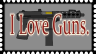 stamp that reads "I love guns" over a photo of a gun with a light gray background.