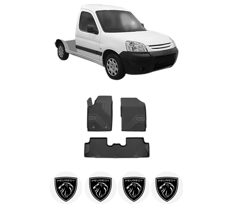 Set covorase presuri PEUGEOT PARTNER Platform/Chassis (5_, G_) din 1997-2008, auto, din cauciuc thermoplastic, 4 Stickere auto cu PEUGEOT