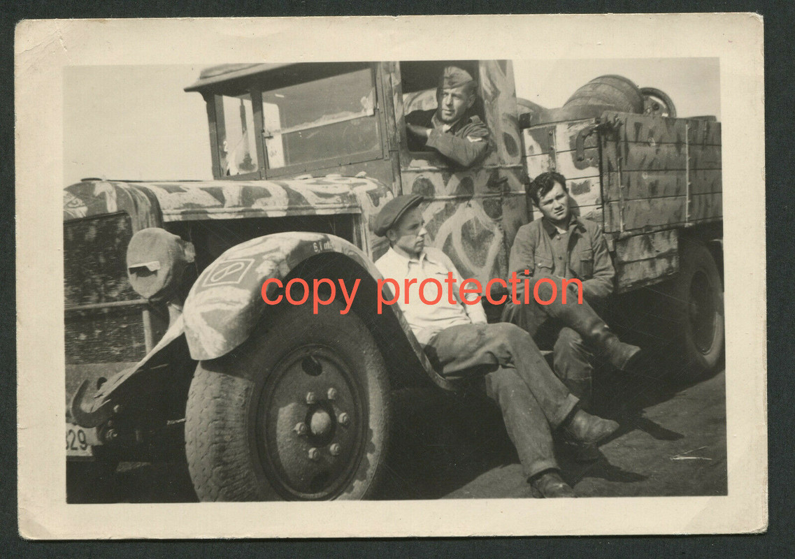 Orig. Foto Beute LKW ZIS-5 in Rußland 1942 Tarnanstrich Bäckerei