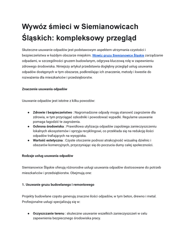 Wywóz gruzu Siemianowice Śląskie