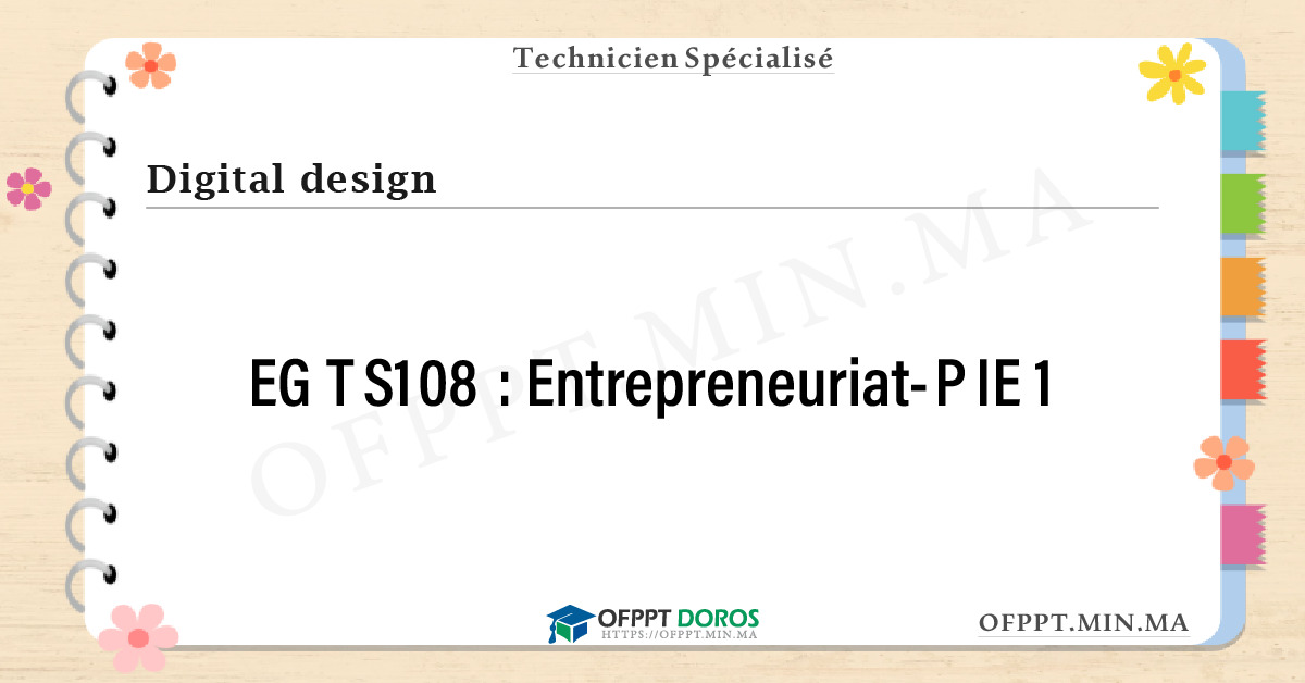 Sommaire détaillé du cours Entrepreneuriat-PIE 1 EGTS108 OFPPT - Structure du module