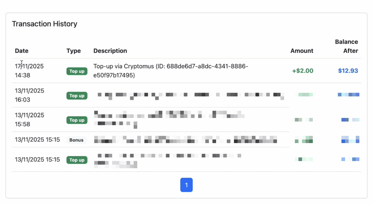 Account balance updated successfully after cryptocurrency payment confirmation