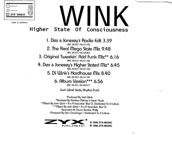 19/02/2023 - Wink – Higher State Of Consciousness (CD, Maxi-Single)(ZYX Music – ZYX 8456-8)  1996 R-473483-1180683072