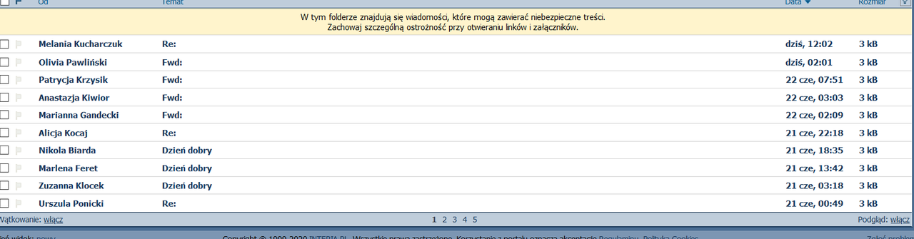 Screenshot_2020-06-23 Spam (43) - Poczta w Interii