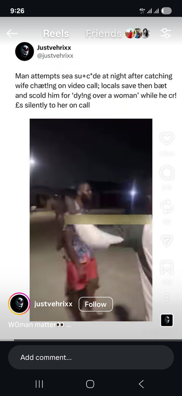 Man attempts sea suicide at night after catching wife cheating on video call