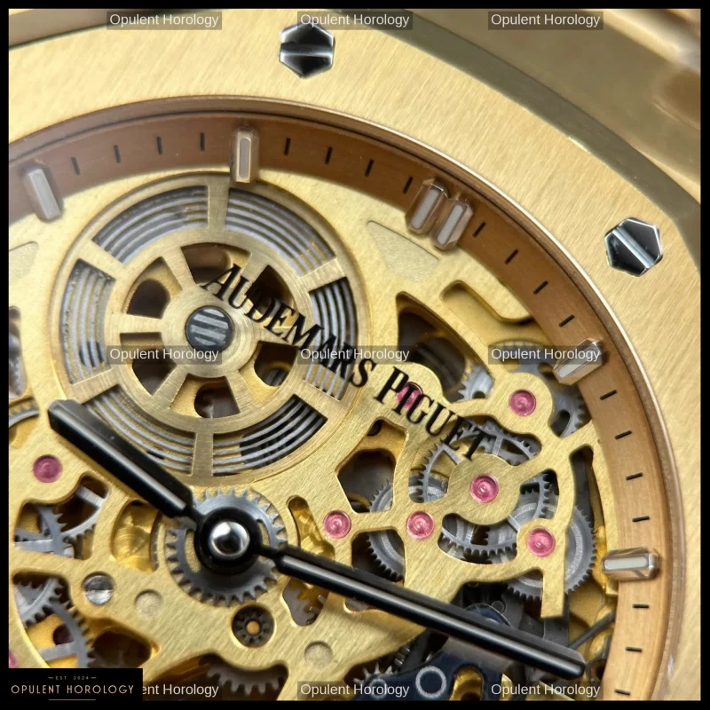 Audemars Piguet Royal Oak Jumbo Extra-Thin Openworked 16204 Rose Gold Skeleton Dial 39mm