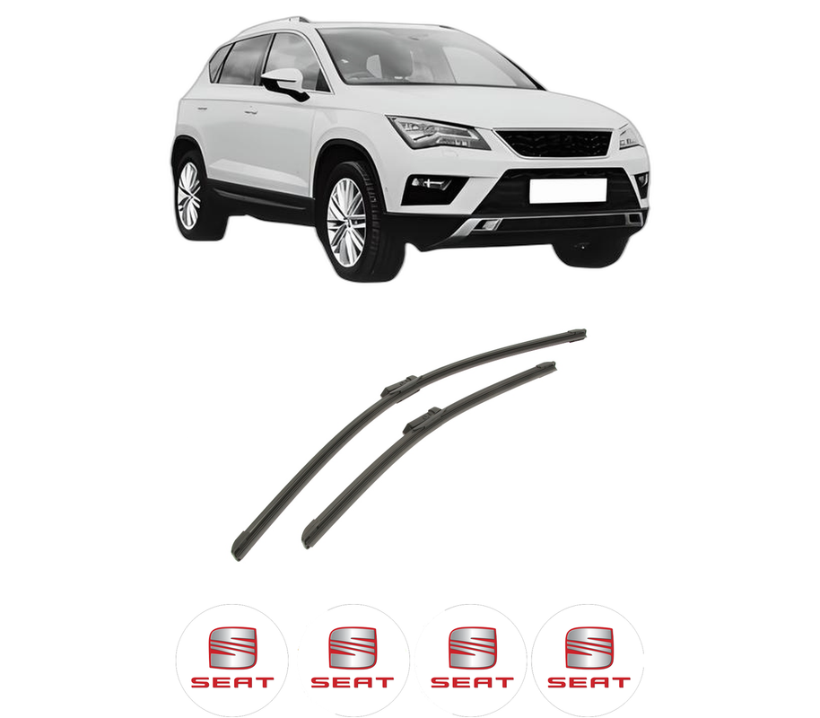 Set stergatoare auto SEAT ATECA (KH7, KHP) din 2016-2021, pentru parbriz auto, 2 bucati, Bosch Aerotwin, din cauciuc siliconat rezistent, 4 Stickere Auto SEAT