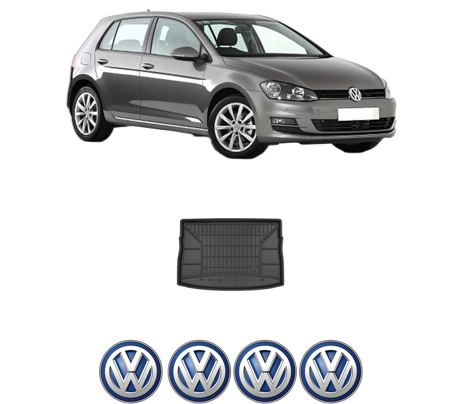 Tavita Portbagaj Volkswagen GOLF VII (5G1, BQ1, BE1, BE2) din 2012-2021, Protectie Portbagaj Auto, 4x Stickere auto cu Volkswagen