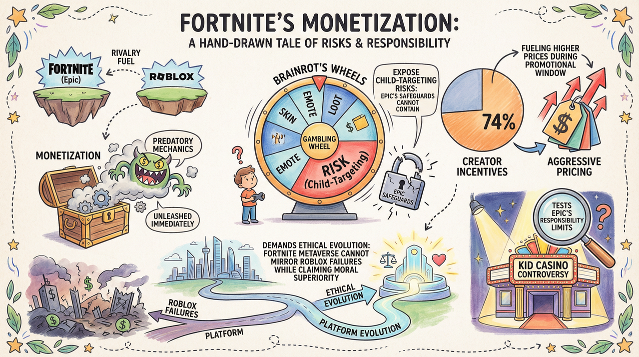 Digital gambling wheel in game interface representing Fortnite creator monetization