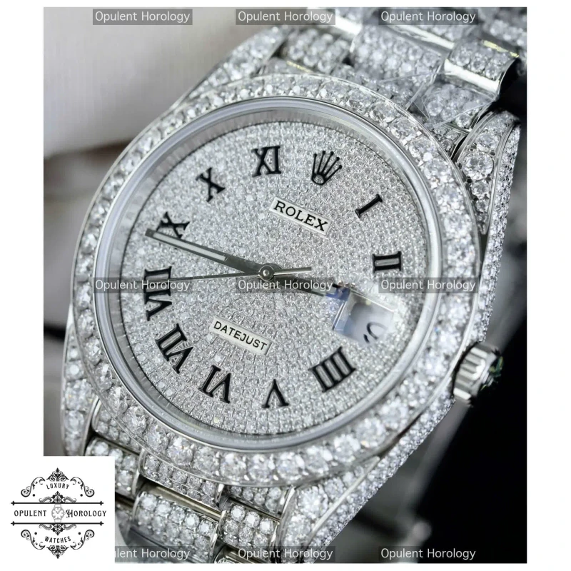Rolex Datejust 41 mm Full Moissanite Diamonds Replica