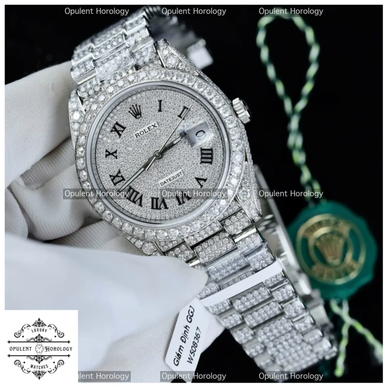 Rolex Datejust 41 mm Full Moissanite Diamonds Replica