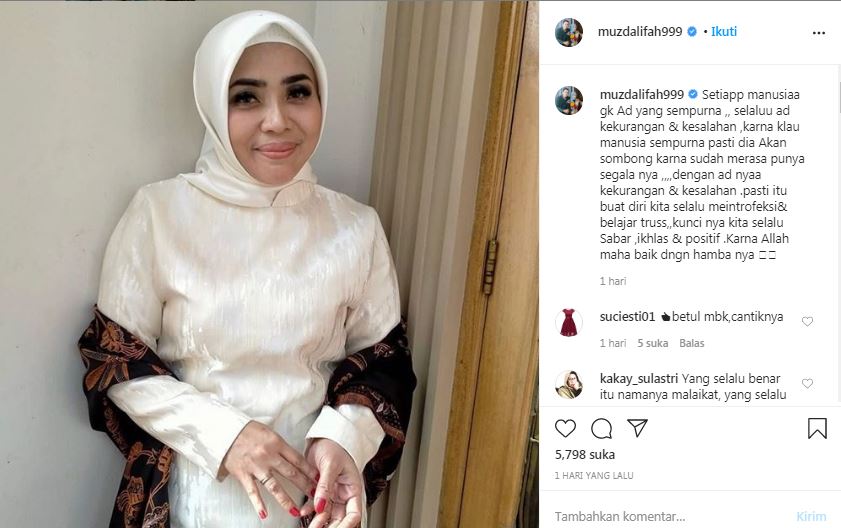 Muzdalifah sindir soal kesombongan manusia