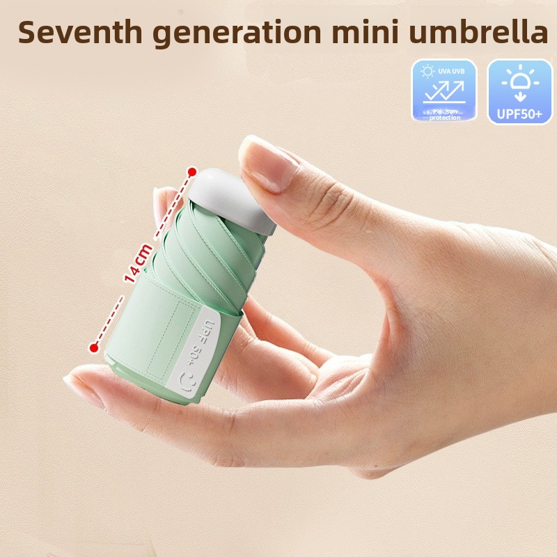Green Compact Mini Umbrella with UPF50+ UV Protection and Lightweight Design for Daily Use in Urban and Outdoor Settings Local Standard Fit