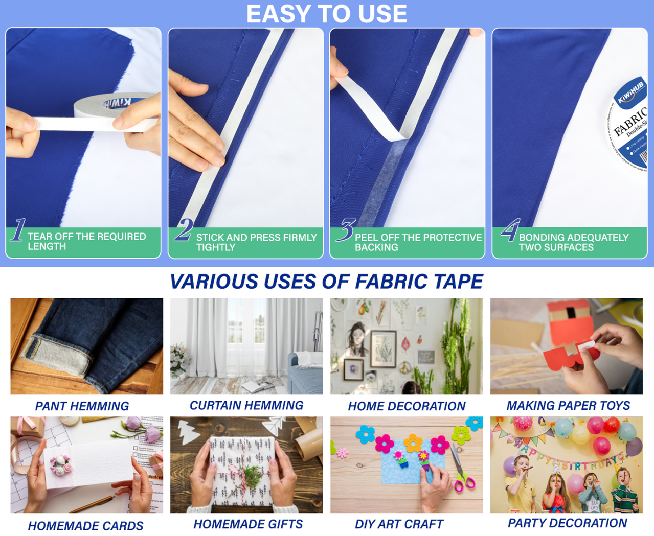 Double Sided Fabric Tape for Clothes - Strong Adhesive Cloth Hemming, Hem No Sew | eBay Double Sided Fabric Tape for Clothes - Strong Adhesive Cloth Hemming, Hem No Sew | eBay