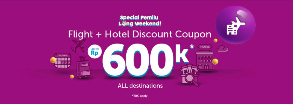 Diskon hingga Rp 600 ribu untuk paket penerbangan dan hotel di Traveloka