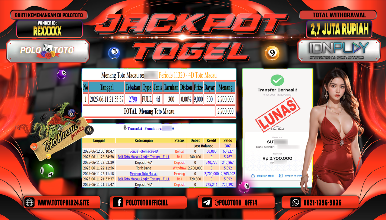POLOTOTO JACKPOT TOGEL TOTO MACAU Rp.2.700.000,-