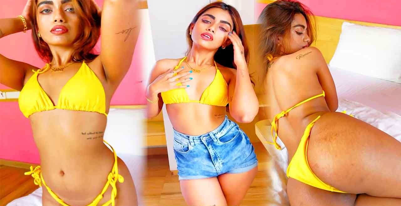 Simi Das in Yellow dress teasing nude video