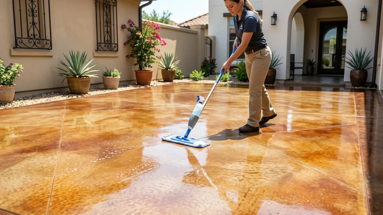 Sealed stained concrete durability maintenance San Antonio