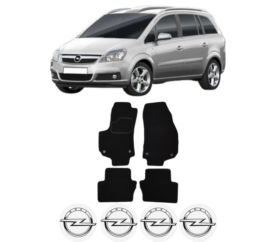Set Covorase Presuri OPEL ZAFIRA / ZAFIRA FAMILY B (A05) din 2005-2015, Auto, Material Textil Mocheta, 4 Stickere auto cu OPEL