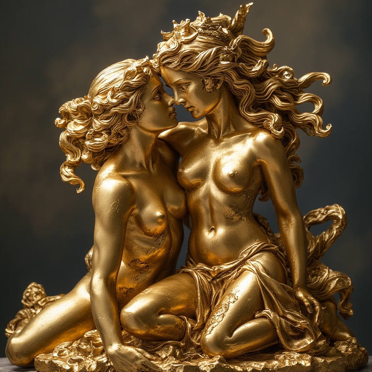 A-Gold-sculpture-naked-nude-fu