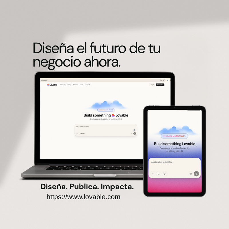 Pantalla de laptop mostrando una web profesional y moderna creada con Lovable