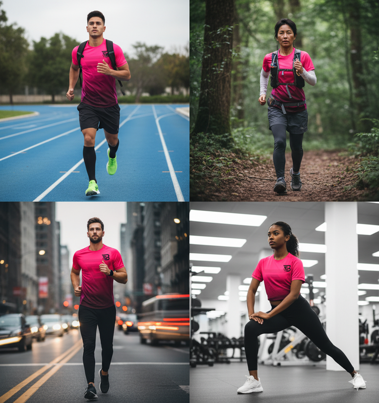 Modelos vestindo a camiseta Bora Correr Club