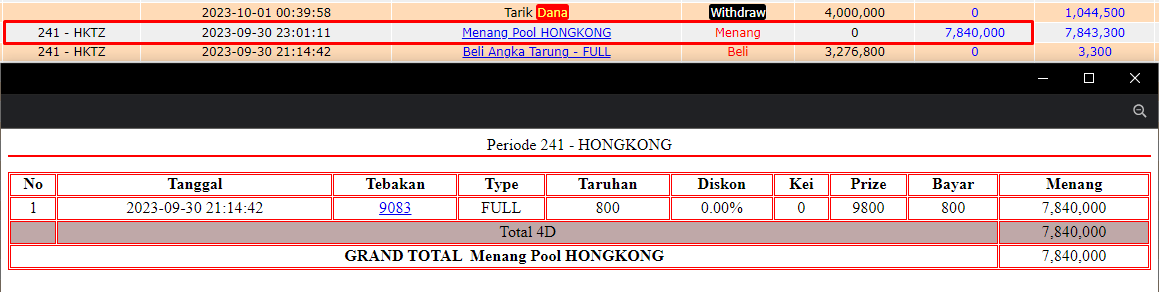 Bukti JP togel hari ini