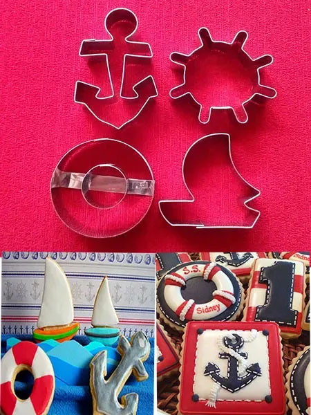 Molde de acero Ancla flotador barco timón cortador de galleta y pasta