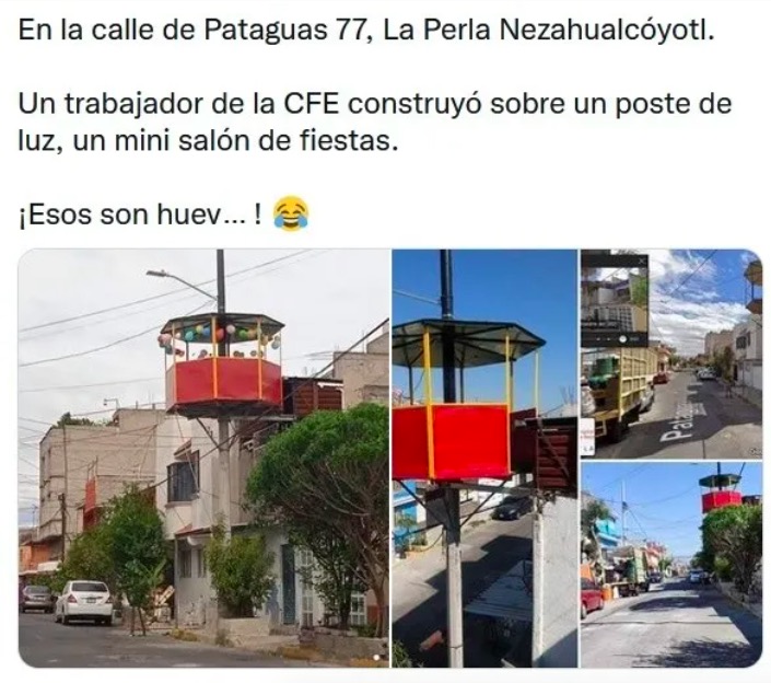 CFE retira el mini salón de fiestas en un poste en Nezahualcóyotl