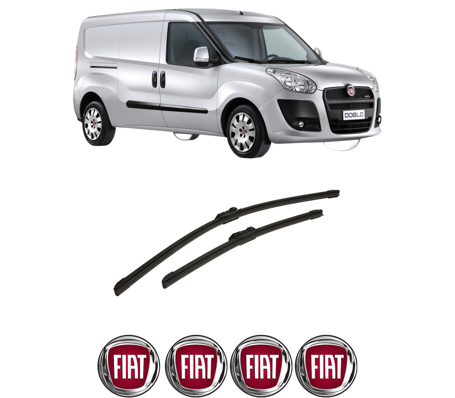 Set stergatoare auto FIAT DOBLO Bus (263_) din 2010-2023, pentru parbriz auto, 2 bucati, Bosch Aerotwin, din cauciuc siliconat rezistent, 4 Stickere Auto FIAT