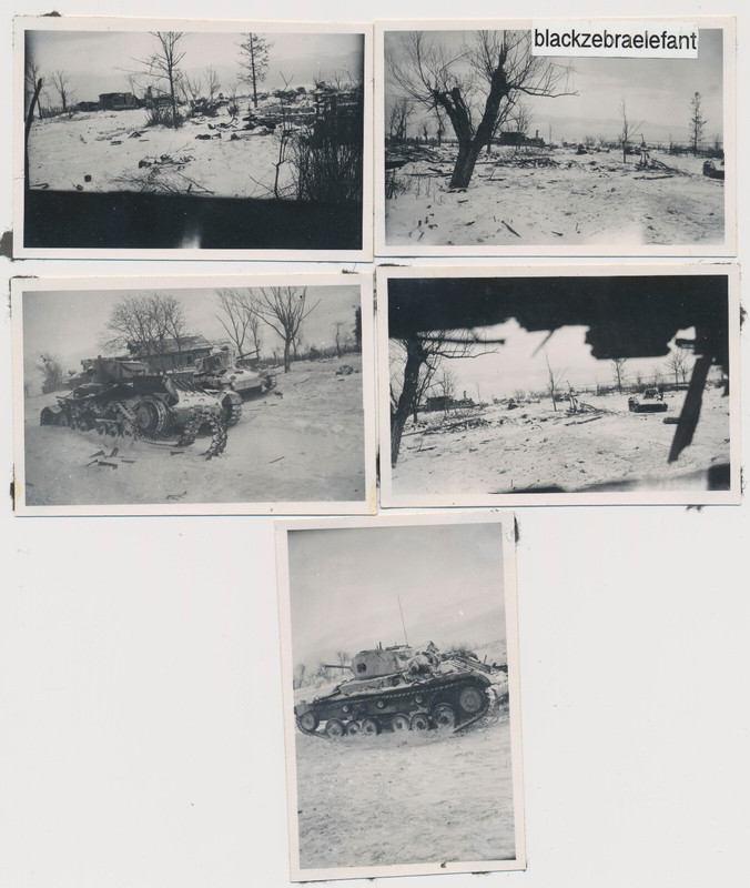 Foto 5x Schlachtfeld Kampfhandlungen Russische Panzer zerstört