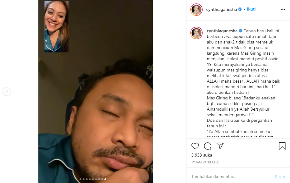 Cynthia Riza bagikan momen video call dengan Giring
