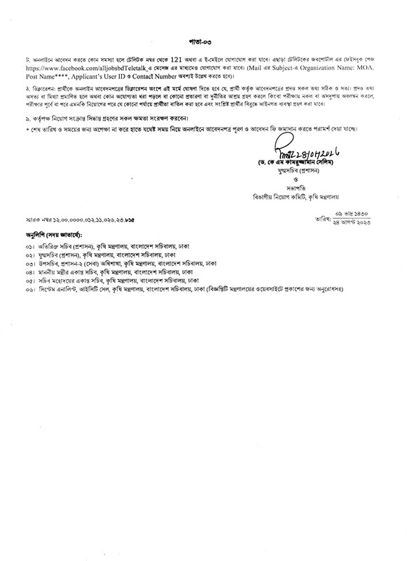 Ministry of Agriculture (MOA) Job Circular 2023 PDF-3