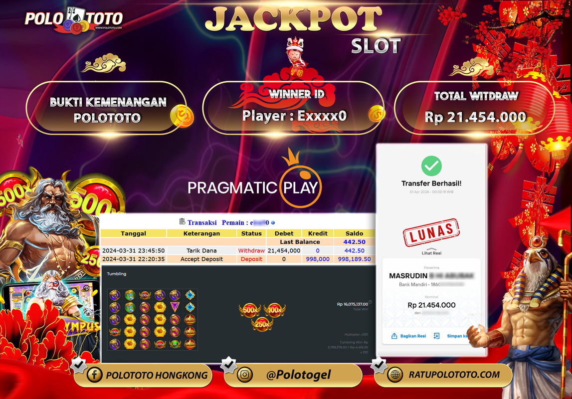 POLOTOTO JACKPOT SLOT GATES OF OLYMPUS Rp. 21.454.000,- LUNAS