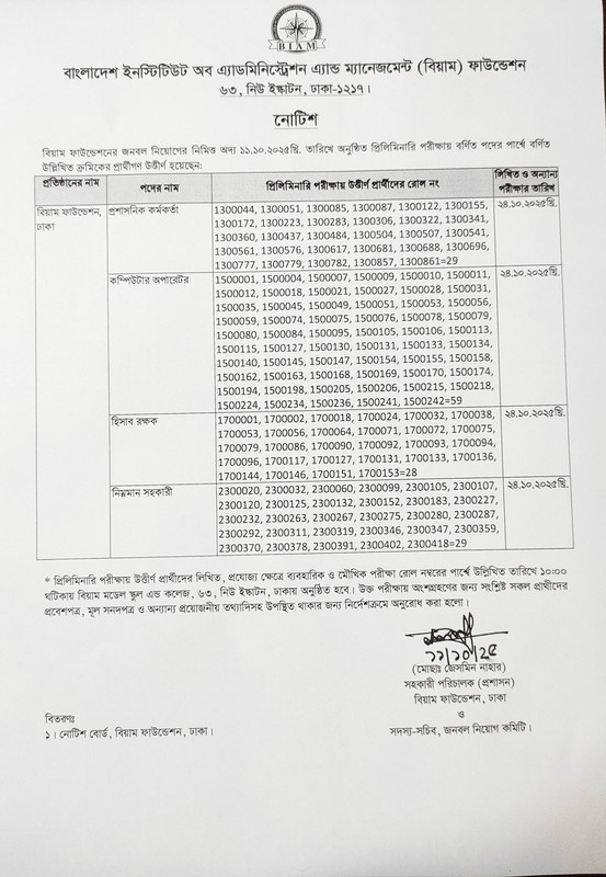 BIAM-Foundation-MCQ-Exam-Result-2025