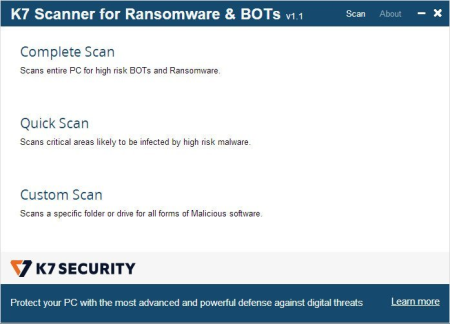 K7 Scanner for Ransomware & BOTs 1.0.0.133