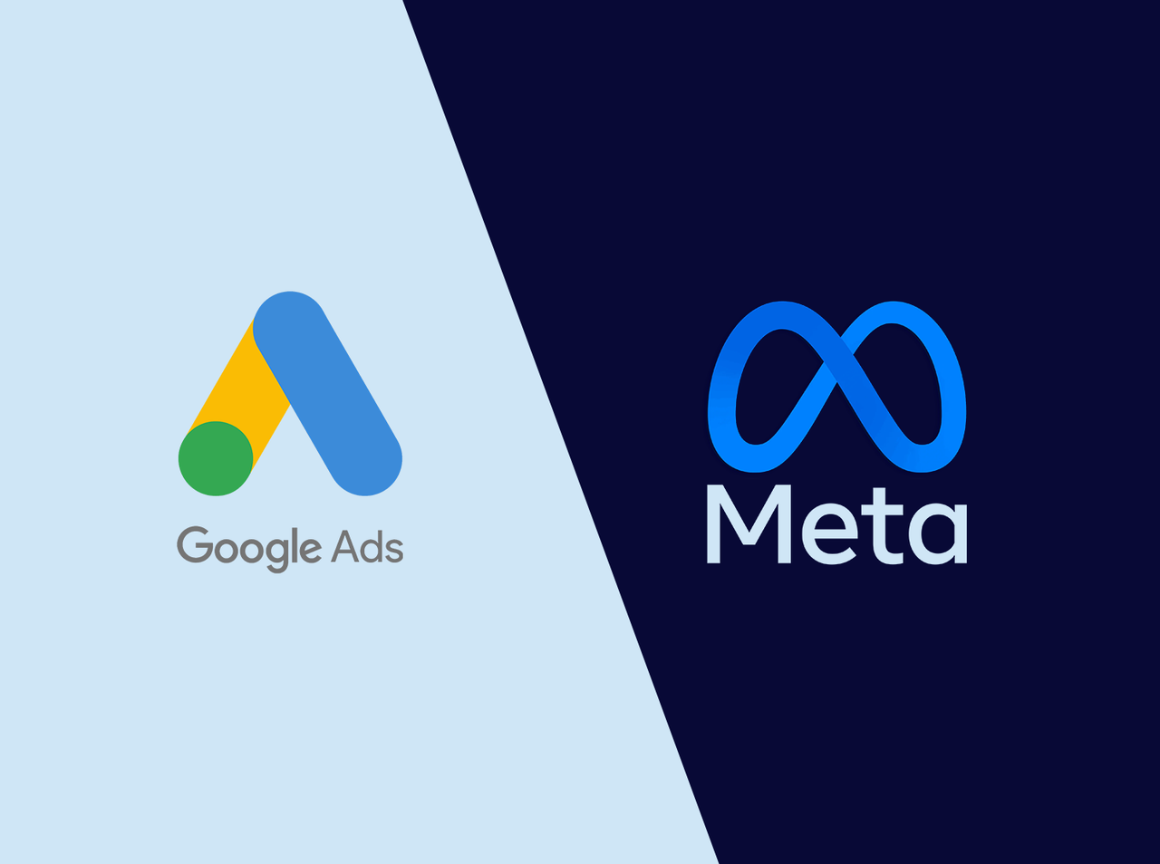 Specialist optimizing Google and Meta advertising campaigns on dual monitors