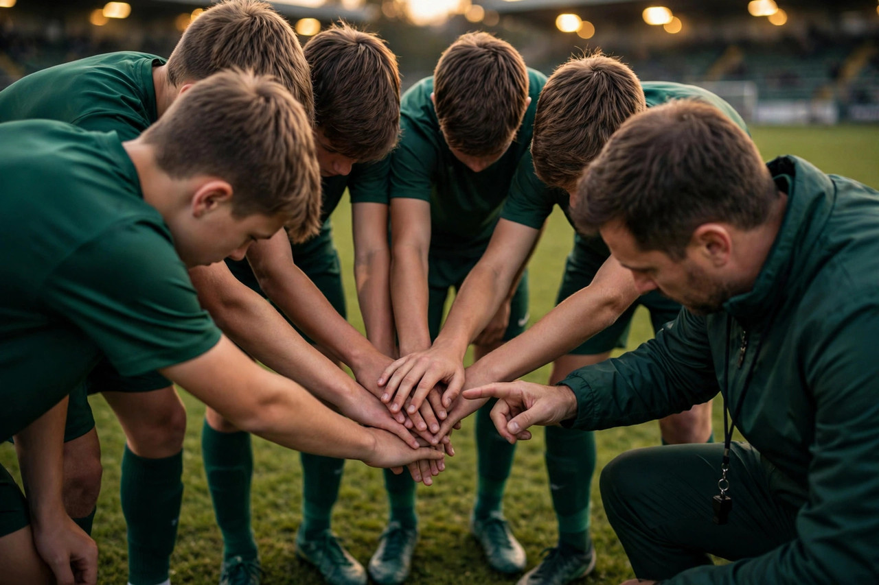 Pakistan U-15 squad in a team huddle
