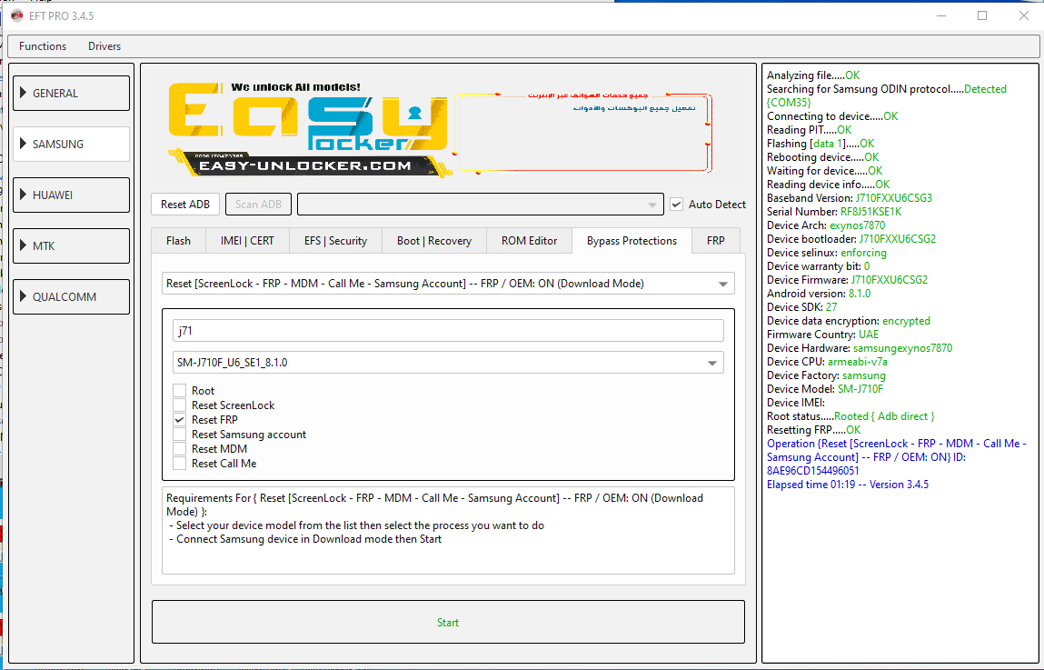 samsung j710f u6 frp reset done by eft