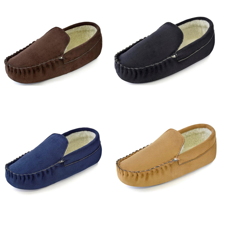 Gents Leather Wool Lined Slippers Sheepskin Moccasins SNUGRUGS Mens