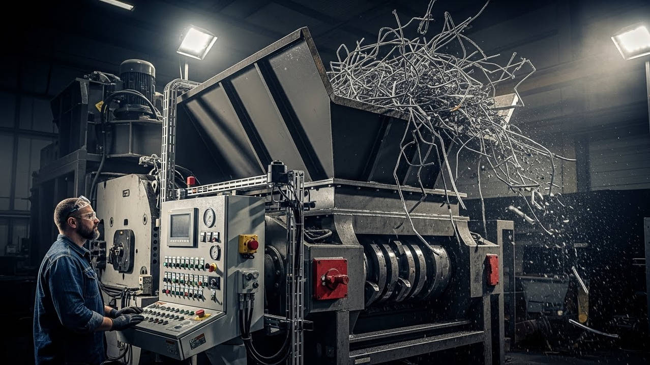 Промышленный двухвальный шредер для измельчения смешанного металлолома