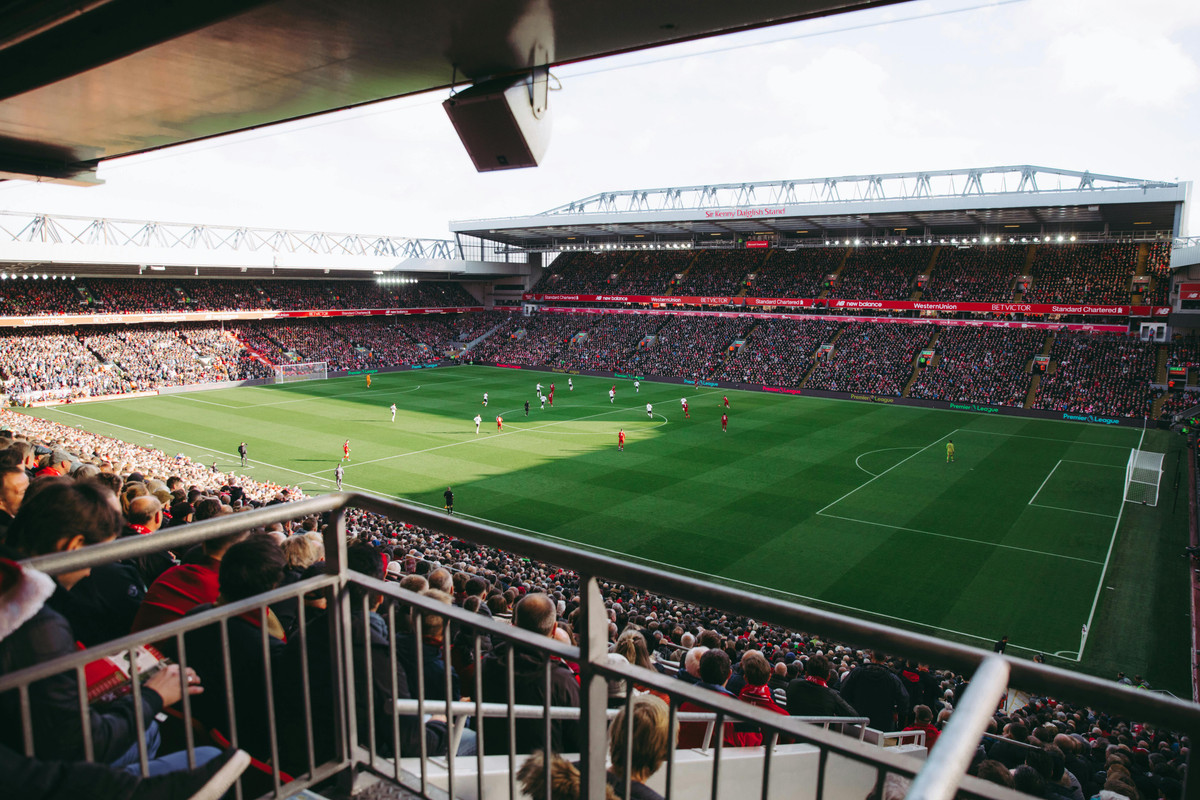 fans watch match at anfield